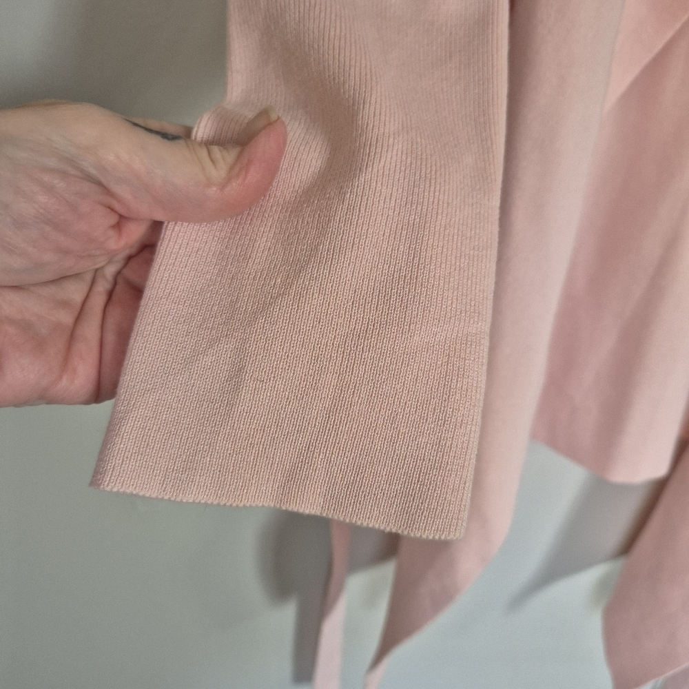 Slide Show Soft Pink Self Tie Sweater Wide Lapel Size 10 - Picture 7 of 9